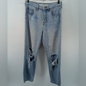 Brandy Melville Distressed Light Wash Blue Jeans 2 Rips Holes 100% Cotton